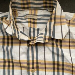 Burberry Yellow and Gray Casual Button Down Shirt size large